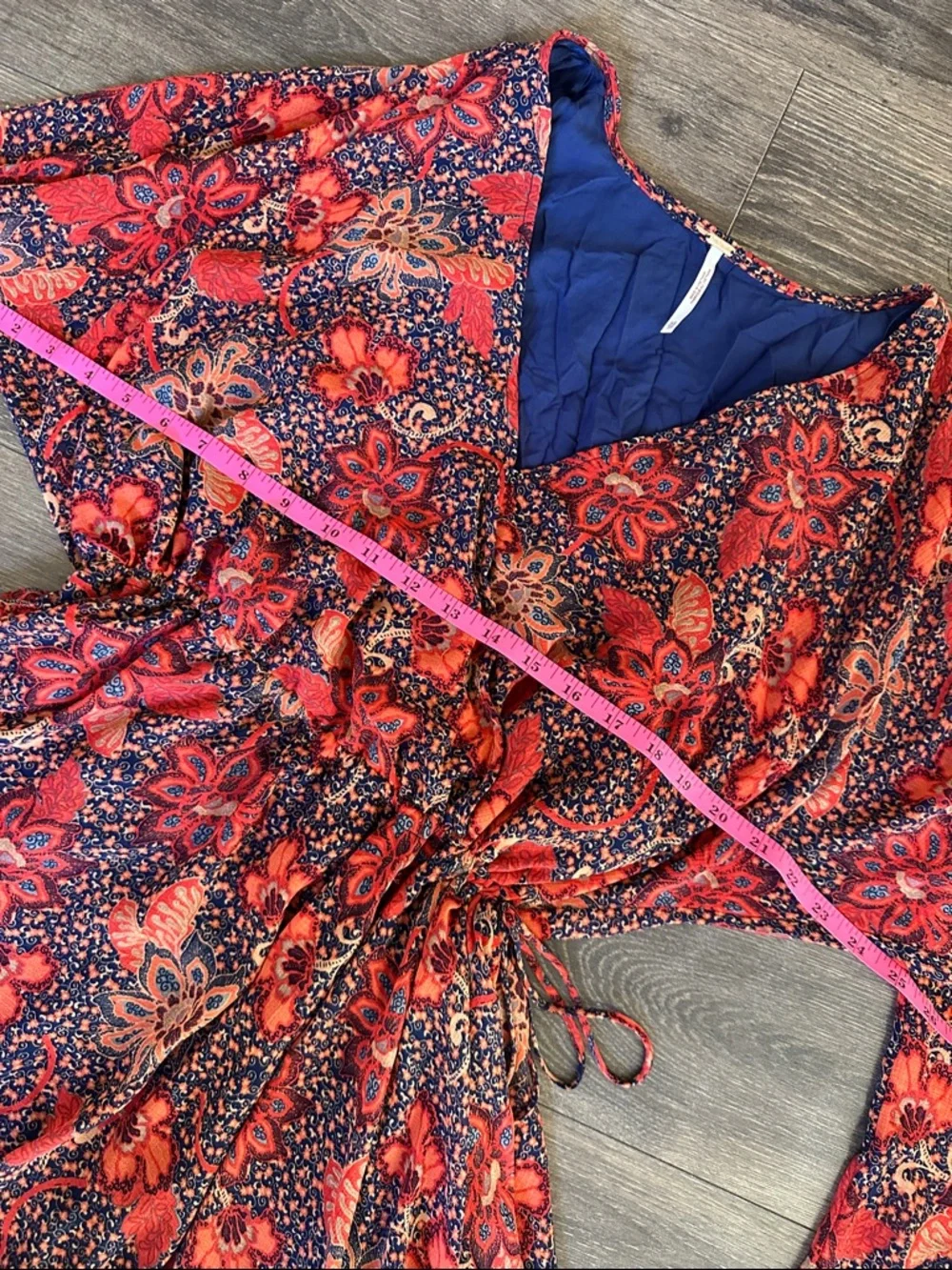 Free People Floral Boho Mini Dress Wrap Style XS - Picture 9 of 9